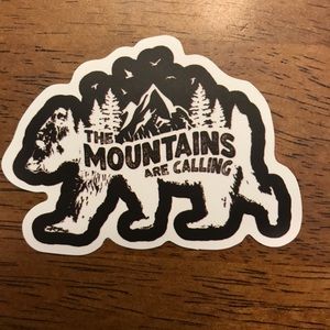 The Mountains Are Calling Bear Shaped Sticker
